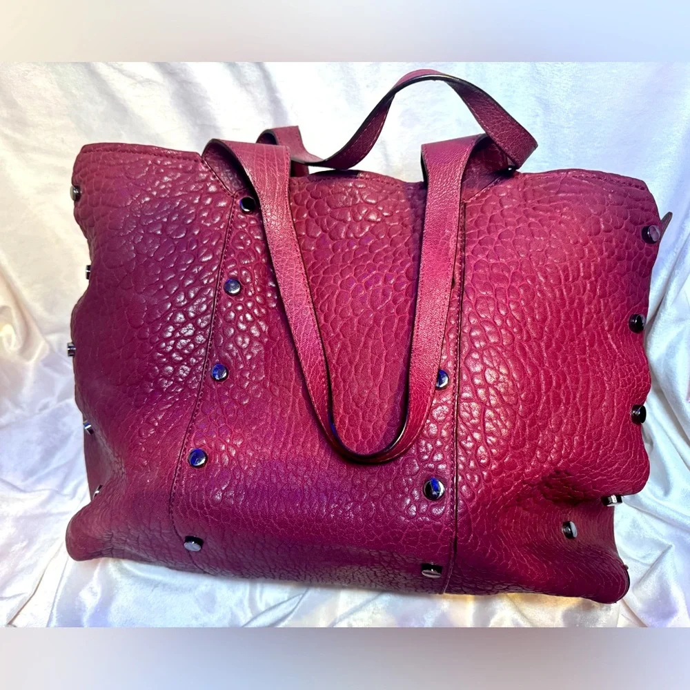 Jimmy Choo XL Tote Lockett -RARE-Cerise-Pebbled Leather AUTHENTIC JIMMY CHOO - Picture 4 of 16